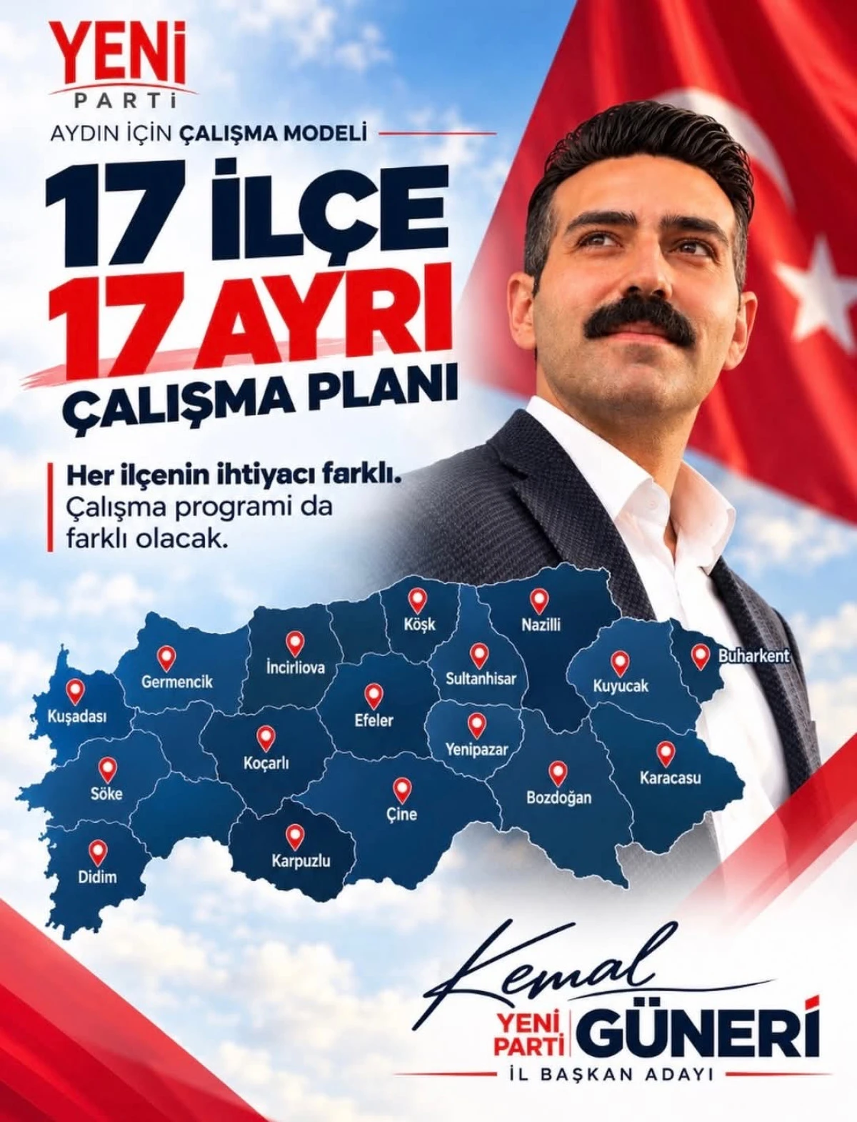 G&uuml;neri&rsquo;nin Aydın Projesi: "G&uuml;&ccedil;l&uuml; İl, G&uuml;&ccedil;l&uuml; 17 İl&ccedil;e..."