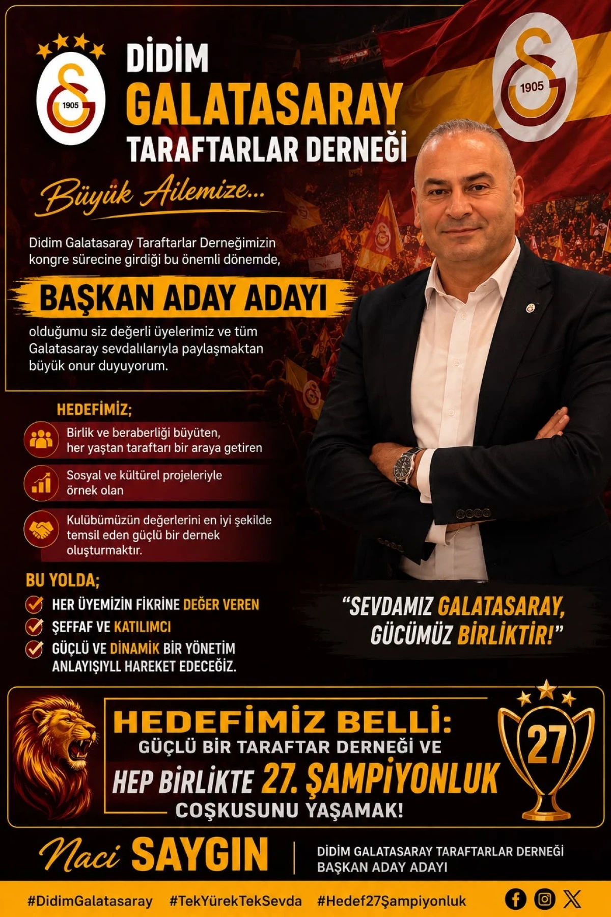 NACİ SAYGIN ADAYLIĞINI A&Ccedil;IKLADI...